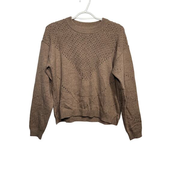 Marine Layer Sweaters - Marine Layer pointelle knit tan cashmere blend crew neck sweater womens small